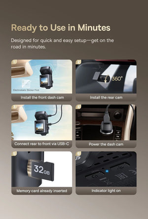 Baseus VD1 Pro 4K Dash Cam With Sony Sensor ADAS GPS WiFi6 STARVIS Night Vision - stepyours.com