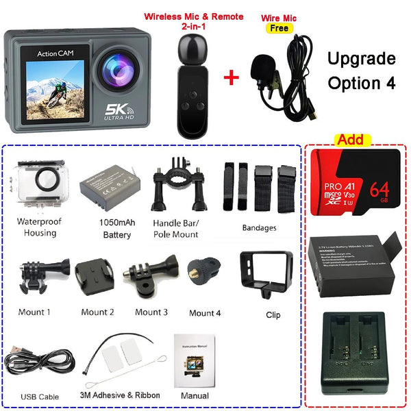 Adventure Ready Action Camera 5K 4K60FPS Dual IPS Touch LCD Waterproof 30M - stepyours.com