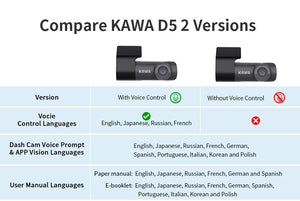 Kawa D5 2K Dash Cam For Car With WiFi App And Voice Control WDR DVR - stepyours.com