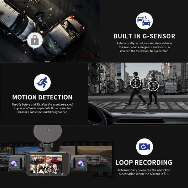 4 Channel 360 Dash Cam With 1080P Front Left Right Rear 24H Parking - stepyours.com