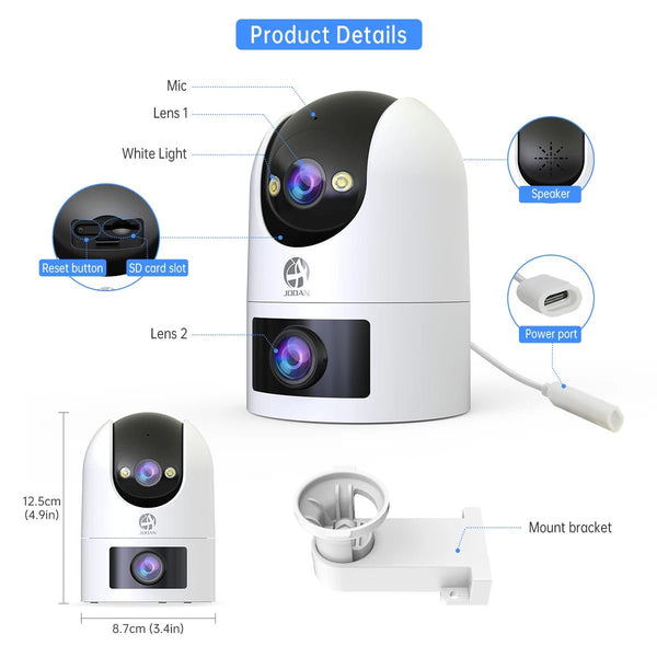 JOOAN 4K Outdoor 5G Wifi Surveillance Camera Dual Lens Auto Tracking PTZ CCTV - stepyours.com