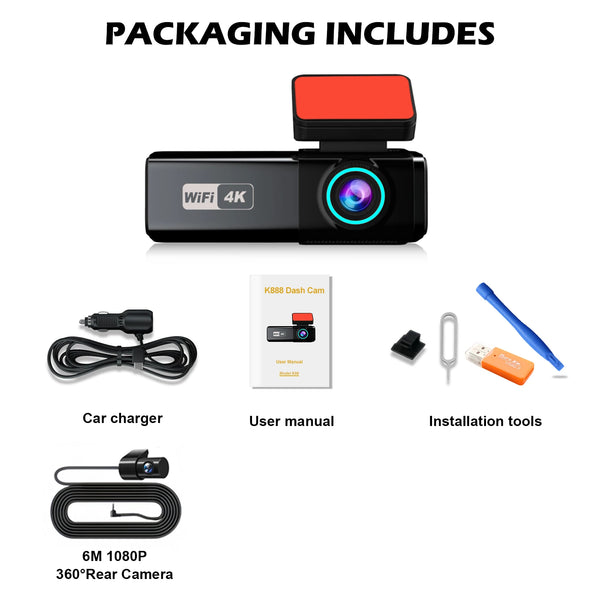 Aprilboy 4K Dash Cam With Front And Rear Cameras Night Vision Parking Monitor - stepyours.com