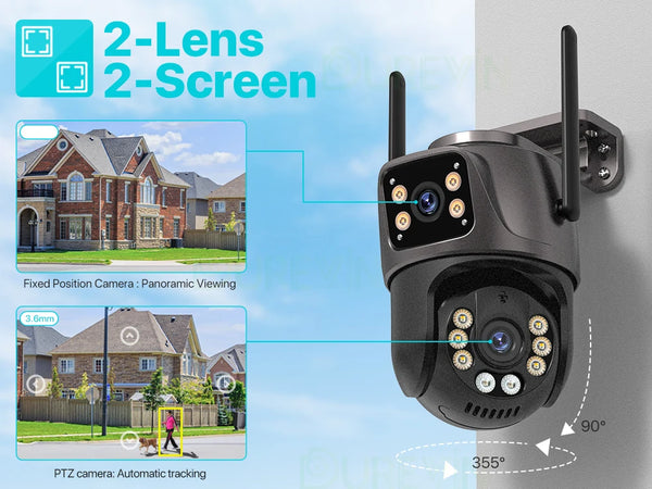 SmartVision 4K 8MP Outdoor WiFi PTZ Camera AI Auto Tracking Dual Lens by stepyours.com