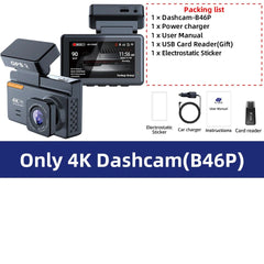 E - ACE Dash Cam 4K Dual Lens GPS WiFi 24h Parking Night Vision Rear View - stepyours.com
