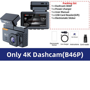 E - ACE Dash Cam 4K Dual Lens GPS WiFi 24h Parking Night Vision Rear View - stepyours.com