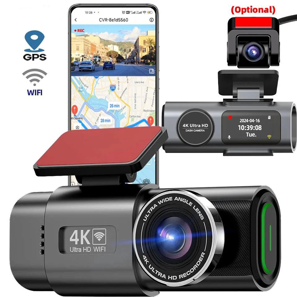 4K Dash Cam Car DVR With Night Vision Built In WiFi GPS Parking - stepyours.com
