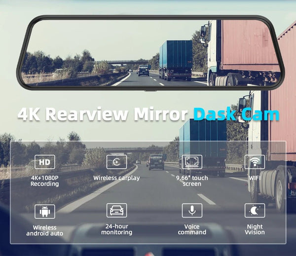 4K Car DVR Touch Screen Dash Cam CarPlay Android Auto Night Vision - stepyours.com