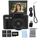 Amorus 5K Digital Camera 75MP 18X Zoom 180 Flip Screen WiFi For YouTube - stepyours.com