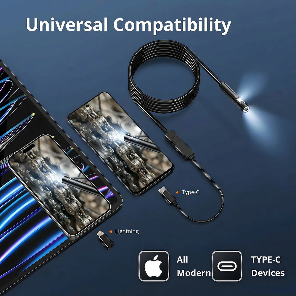 8mm Single - Lens Endoscope Camera - Adjustable Light For iPhone, iPad, Android - stepyours.com