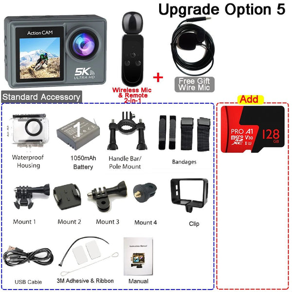 HUAFANT M4R Action Camera 5K 4K60FPS Waterproof 30m IPS Touch LCD 5X Zoom - stepyours.com