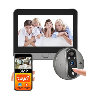 3MP Smart Life Tuya 1080P WiFi Door Bell Eye Peephole Camera 5000mAh Battery PIR Motion Detector IR Alexa Google Digital Viewer by stepyours.com