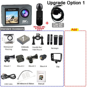 HUAFANT M4R Action Camera 5K 4K60FPS Waterproof 30m IPS Touch LCD 5X Zoom - stepyours.com