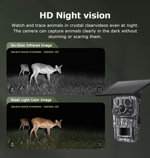 INQMEGA4G Solar Trail Camera 2K Night Vision 5MP PIR Motion Activated - stepyours.com