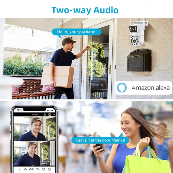 Tuya 8MP WiFi IP Camera PTZ Dual Lens Dual Screen Color Night Vision AI Alerts - stepyours.com