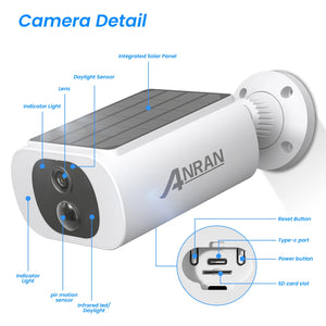 ANRAN 2K Wireless Solar Outdoor Camera Humanoid Detection Night Vision - stepyours.com