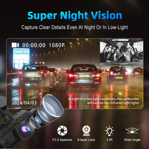 Car Dash Cam 4 Channel Front Left Right Rear FHD 1080P Night Vision Hardwire Kit - stepyours.com