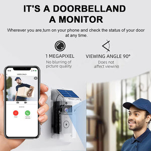 Waterproof Outdoor Wireless Doorbell with Solar Cover Camera WiFi Digital Door Peepholes Smart Home Intercom Video Eye Ring Bell by stepyours.com