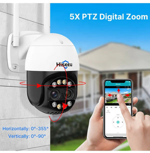 Hiseeu 4K 8MP Dual Lens PTZ WiFi IP Camera With 8X Zoom Night Vision Outdoor - stepyours.com