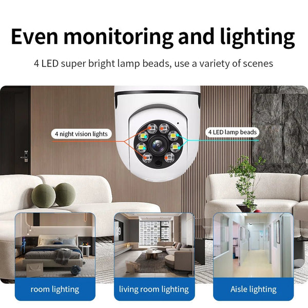 E27 WiFi 1080P Security Camera With Full Color Night Vision And Human Tracking - stepyours.com