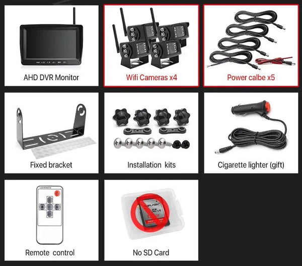 GreenYi 1280x720 HD AHD Wireless Truck DVR 7 Inch Night Vision Backup Camera - stepyours.com