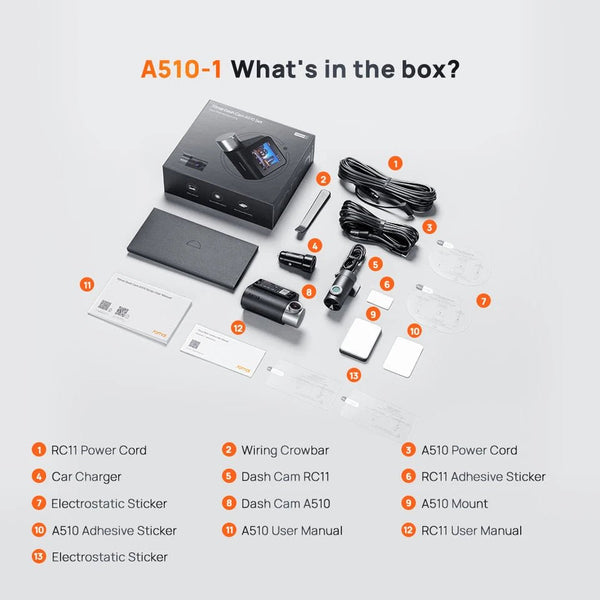 70Mai A510 Dash Cam 1944P HDR GPS ADAS 4G Front And Rear Car DVR - stepyours.com