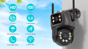 SmartVision 4K 8MP Outdoor WiFi PTZ Camera AI Auto Tracking Dual Lens by stepyours.com
