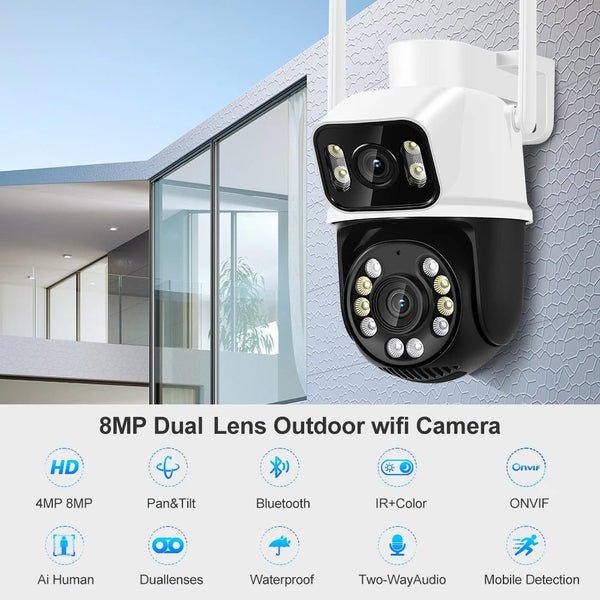 8MP 4K PTZ WiFi Outdoor Camera - Dual Lens AI Tracking for Enhanced Security - stepyours.com