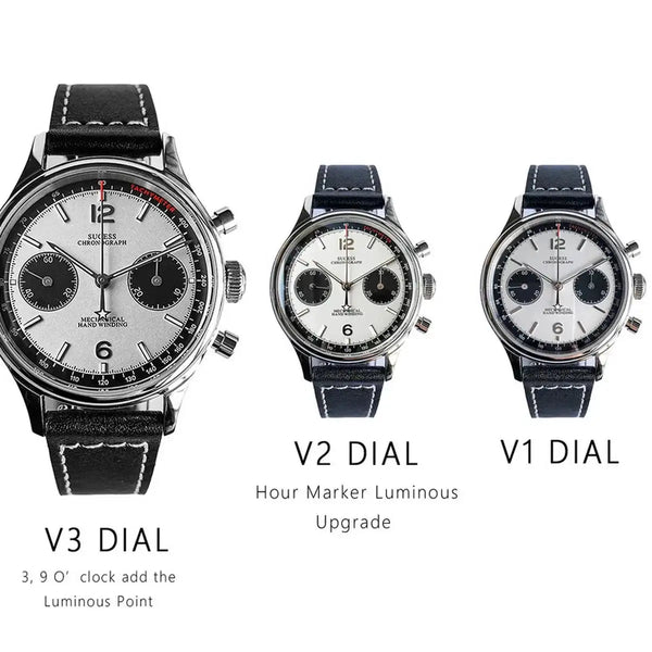 Sugess 1963 Pilot Watch Men Mechanical Chronograph Panda Wristwatch Air Force Sapphire Waterproof for Seagull Movement ST1901 v3