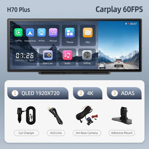 Imagebon H70 Plus 11.4 Inch 4K ADAS Dash Cam 60FPS Night Vision Dual Recording - stepyours.com