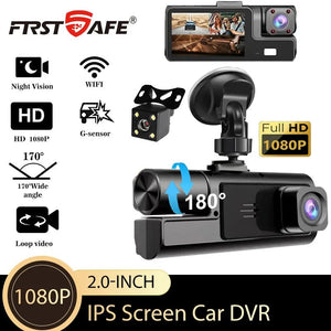 3 Channel WiFi Car DVR 1080P Front Inside Rear 170 Degree Night Vision G Sensor - stepyours.com