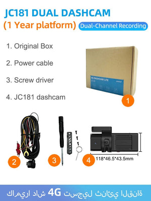 Jimi JC181 Mini 4G Dash Cam Dual Lens Live Stream GPS Tracking WiFi Hotspot - stepyours.com