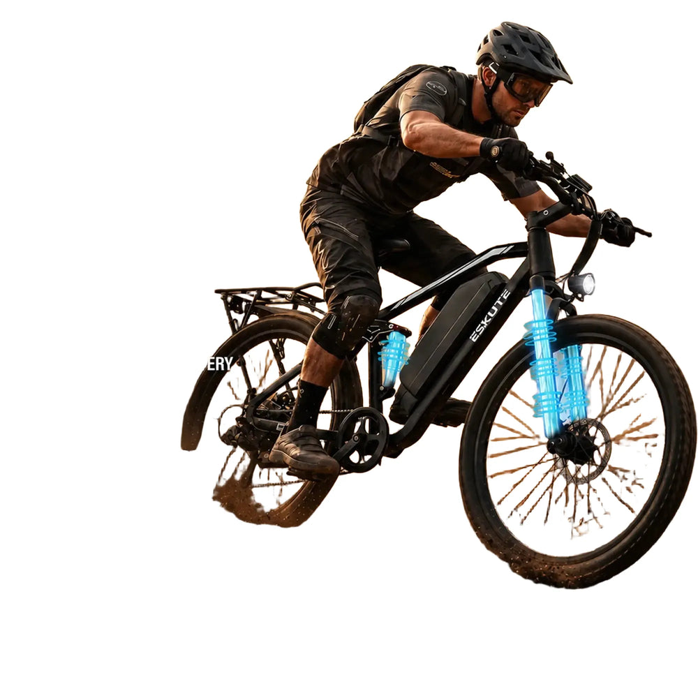ESKUTE M200F Electric Bike for Adults – 27.5 inch Tire Mountain E-Bike, Brushless Motor, 48V 20.8Ah Removable Battery, Up to 80 Miles, Step Over Commuter E-MTB, Full Suspensions
