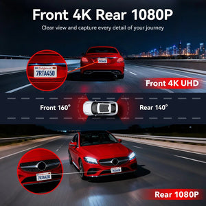 Redtiger A4 4K Dash Cam Front Rear Drive Recorder GPS 5G WiFi Night Vision - stepyours.com