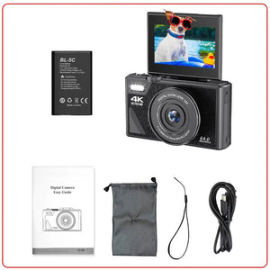 Compact 4K Digital Camera With 18X Zoom 180 Degree Flip Screen WiFi Vlog Cam - stepyours.com