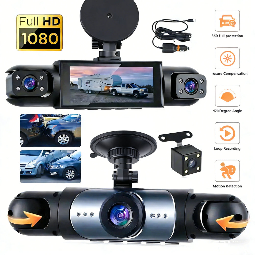 4 Channel Dash Cam With Front And Rear Night Vision Quad Vehicle DVR - stepyours.com