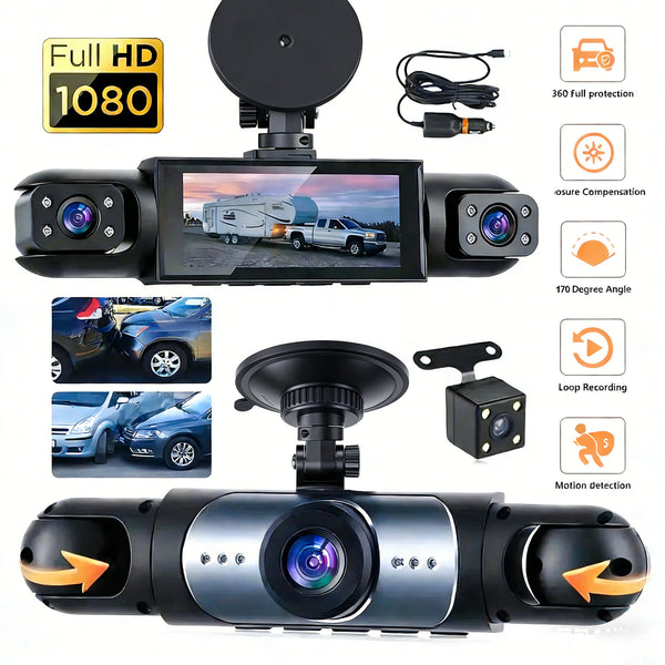 4 Channel Dash Cam With Front And Rear Night Vision Quad Vehicle DVR - stepyours.com