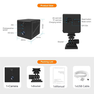 5MP Mini Camera 4G IP CCTV Two Way Audio 3000mAh Battery 64GB Night Vision - stepyours.com