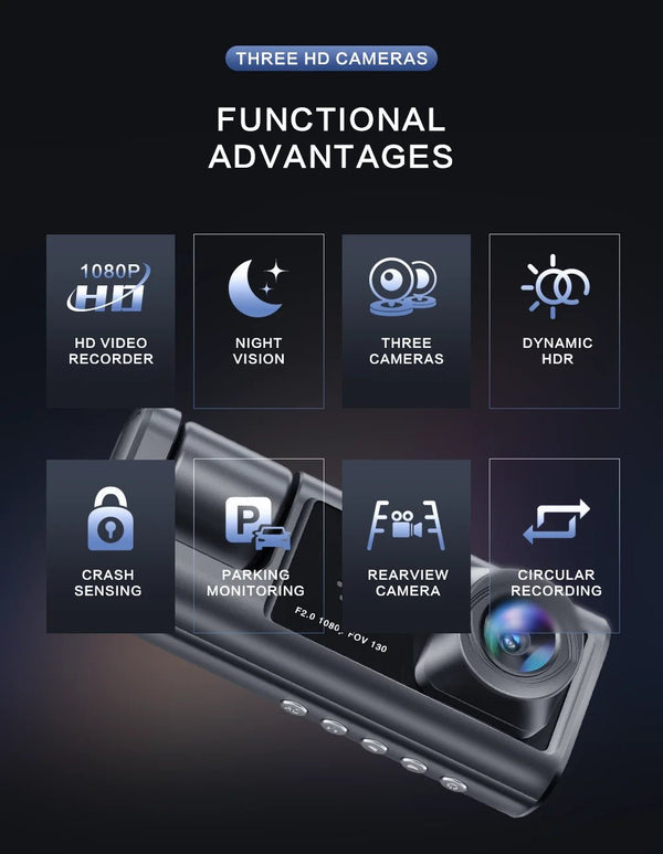 1080P Dual Dash Cam For Cars Front Inside IR Vision Loop Recording Wide Angle - stepyours.com