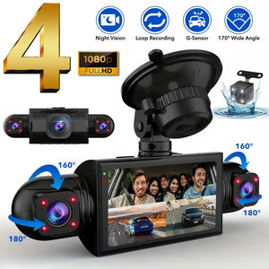 Car Dash Cam 4 Channel Front Left Right Rear FHD 1080P Night Vision Hardwire Kit - stepyours.com