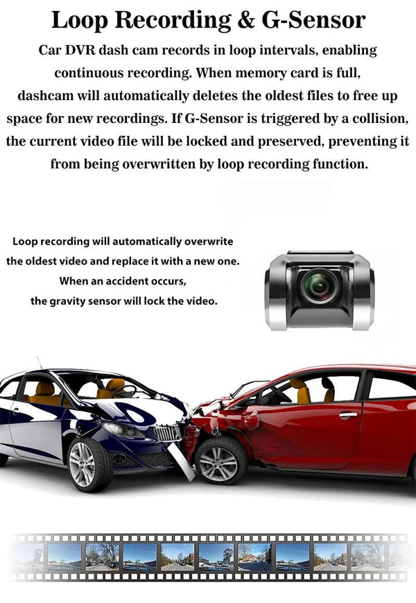 USB Dash Cam 1080P HD Night Vision With ADAS And G Sensor - stepyours.com