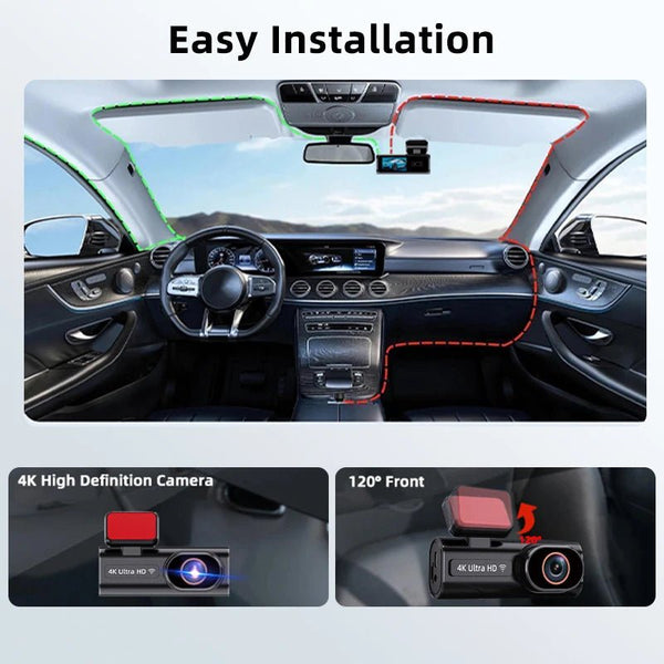 Acceo Dash Cam 4K Front And 1080P Rear Dual Lens With GPS WiFi Night Vision - stepyours.com