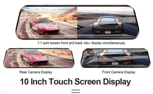 10 Inch Car DVR Touch Screen Dual 1080P Front And Rear Rearview Mirror Camera - stepyours.com