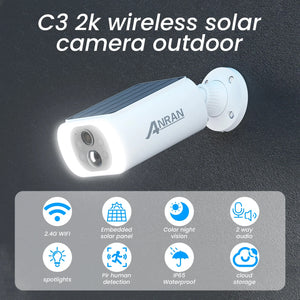 ANRAN C3 Outdoor Wireless Camera Solar Powered Security With Color Night Vision - stepyours.com