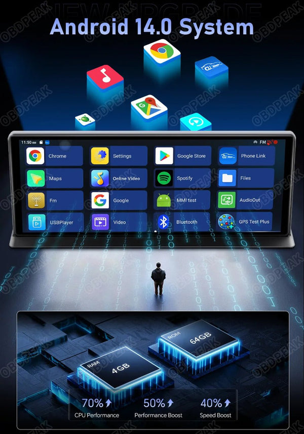K60 Pro 11.3 Android 14 Screen GPS CarPlay Android Auto Dash Cam 1080P RearView - stepyours.com