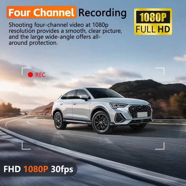 4 Channel 360 Dash Cam With 1080P Front Left Right Rear 24H Parking - stepyours.com