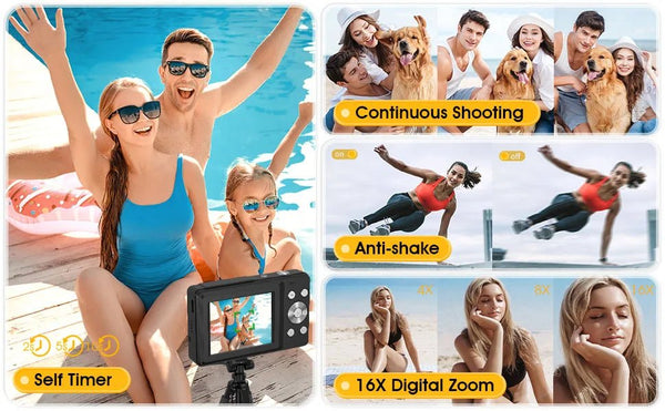HD 1080P Kids Beginner Camera LCD 16X Zoom Compact Rechargeable - stepyours.com