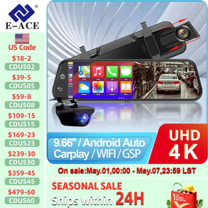 10 Inch 4K Mirror Dash Cam Wireless CarPlay Android Auto Dual Lens GPS WiFi DVR - stepyours.com