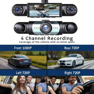4 Channel Dash Cam With Front And Rear Night Vision Quad Vehicle DVR - stepyours.com