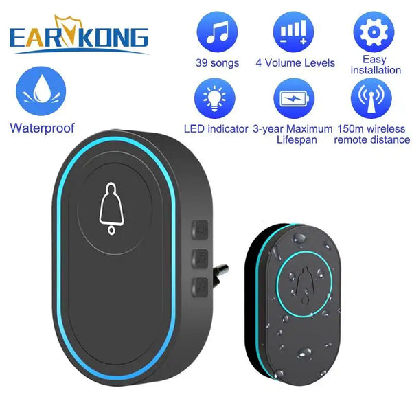 Intelligent Wireless Doorbell Home Welcome Doorbell Waterproof 300m Remote Smart Door Bell Chime EU UK US Plug Optional by stepyours.com