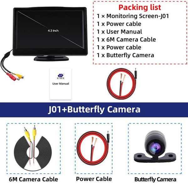 4.3 Inch Rotatable Rear View Camera For Car Reversing With 170 Degree Angle - stepyours.com